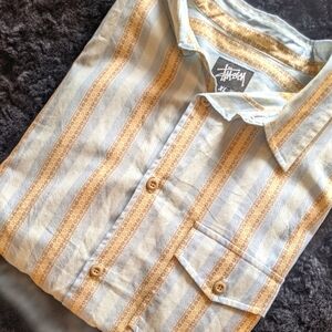 Stussy Men's Blue Striped Shirt
